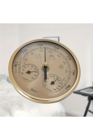 Honeybeeshop Altın Çok Fonksiyonlu Hava İstasyonu Sıcaklık Nem Barometre Dedektörü Elektriksiz Çalışma Odası Ofis Uygun