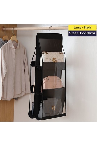 Siyah 3 Katmanlı 6 Izgaralı Saklama Çantası, Çift Taraflı Asılı Altı Katmanlı Toz Geçirmez Siyah