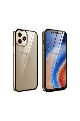 Apple Uyumlu iPhone 12 Pro Mıknatıslı 360 Derece Ön Ve Arka Cam Full Korumalı Manyetik Kılıf- 5775 Çok Renkli