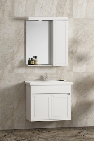 Çuha 55 Cm Beyaz Mdf Pk-109 Asma Banyo Dolabı Takımı Beyaz