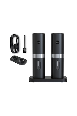 Kk Elektrikli Otomatik Tuz Ve Karabiber Öğütücü Seti Şarj Tabanı İle 2 Ayarlanabilir Kalınlık Taşınabilir Öğütücü