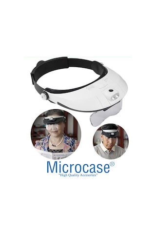Microcase Mg81001-G Al2322 Gözlük Tipi Işıklı Kafa Büyüteci 5 Farklı Lens