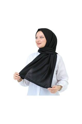Şal Zarif Başörtüsü Eşarp Tesettür Giyim Uzun Abiyelik Siyah