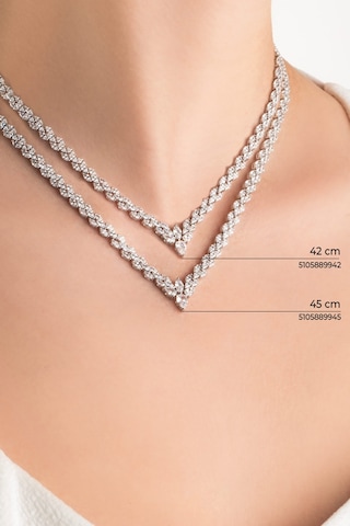 Yıldızlı Geceler 18 Ayar Beyaz Altın Kaplama Gümüş Tasarım Gerdanlık Beyaz