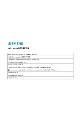 Siemens HB557JYH0T 66 LT Ankastre Fırın Gri