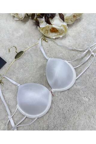Le Jardin Valeria Biyeli Taşlı Mikro Push-up Arkası İp Detaylı Sü Ekru