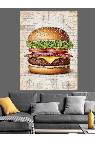Ahşap Tablo Hamburger Yapımı Teknik Çizim