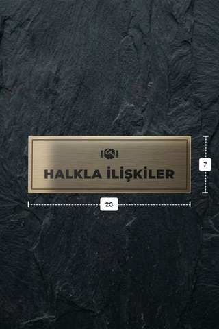 Halkla İlışkıler Yazılı - Metal - Gold Renk - Kapı İsimliği - 20x7 Cm
