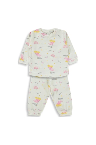 Civil Baby Küçük Fileli Tavşan Empirme 6-18 Ay Pijama Takımı - Ekru