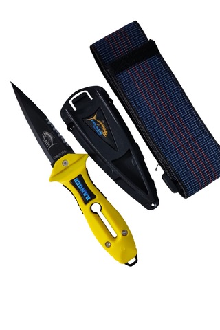 Pelajik Ranger Pro Kol Bandı Dalış Bıçağı Şiş Kakıçlı Paslanmaz Çelik Zıpkıncı Bıçağı Sarı