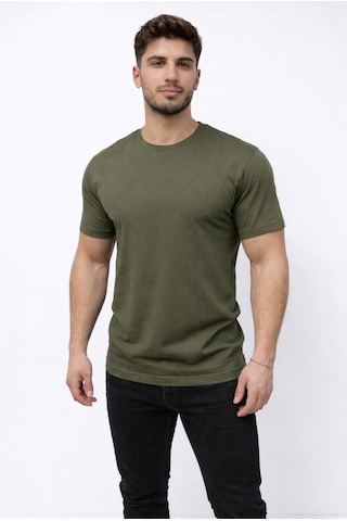 Axxel Erkek Haki Kısa Kollu Bisiklet Yaka T-shirt-d677 Haki