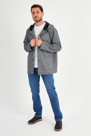 Alexandergardı Kapüşonlu İçi Şardonlu Oversize Hırka E23-607 03 Lacivert Melanj