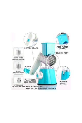 Çok Fonksiyonlu Sebze Kesici Yuvarlak Dilimleyici Mutfak Rulo Aletleri Alet Doğrayıcı Patates Havuç Peynir Rendeleyici Mutfak Robotu Mavi
