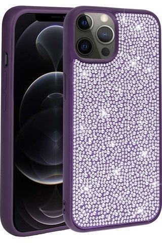 Apple Uyumlu iPhone 13 Pro Max Kılıf Parlak Taşlı Tasarım Zore Ston Kapak