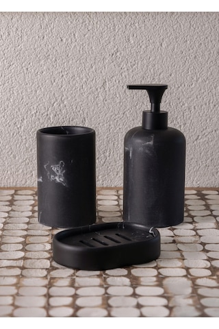 The Mia Marble Banyo Seti Siyah Siyah 3 Parça Çok renkli