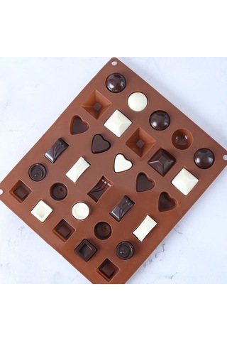 Ximistore9 30 Farklı Şekil Silikon Baking Kalıbı Kahve Rengi - Yemek Dereceli, Çok Amaçlı, Pişirme, Çikolata, Buz Ve Şeker İçin Çok Renkli