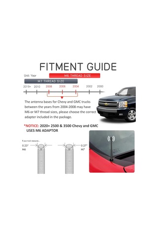 Qingmipy Chevrolet Ve Gmc Araçları İçin 7 İnç Fm/am Sinyal Alıcı Kauçuk Anten - Kolay Kurulum, Yıkama Dayanıklı, Estetik Dekorasyon