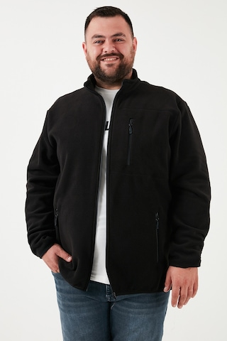 Buratti Regular Fit Dik Yaka Fermuarlı Büyük Beden Polar Erkek Hırka 5906028B Siyah