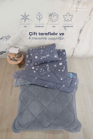 Formeya Astronot Çift Taraflı Welsoft Yorgan Yastık Kılıfı Seti Çarşafsız