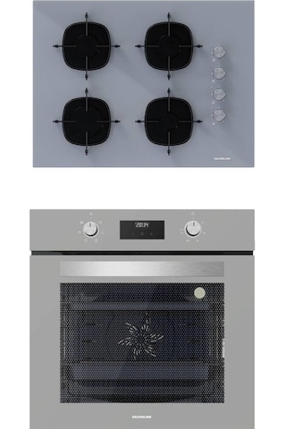 Silverline BO6502S02 - CS5665S01 2'li Gri Cam Ankastre Set