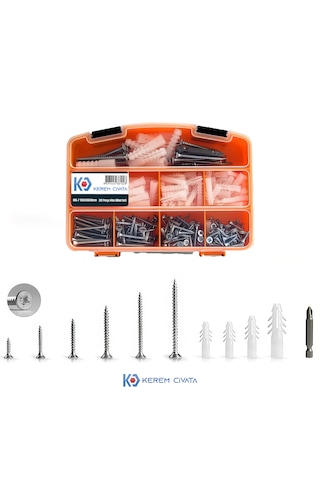 Kerem 312 Parça 12 Çeşit Vida Ve Dübel Seti -takım 20 CM