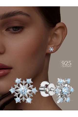 Asj 925 Ayar Gümüş Karla Yuvası Küpe 48210608 Açık Mavi