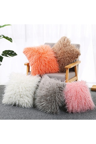 Geekyou Pembe 45x45cm Yumuşak Tüylü Dekoratif Yastık Kılıfı - Gizli Fermuarlı, Düşük Tüketimli, Ev/araba/uyku Odası Uygun Yastık İçeriği Yok Diğer