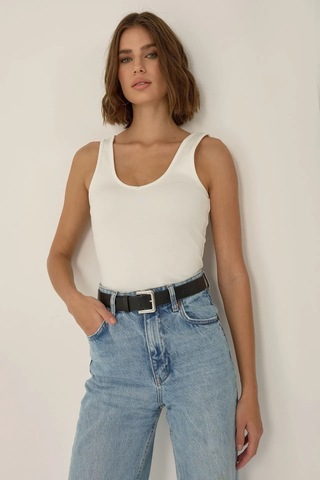 Hiccup Erin V Yaka Crop Top Tozlu Beyaz