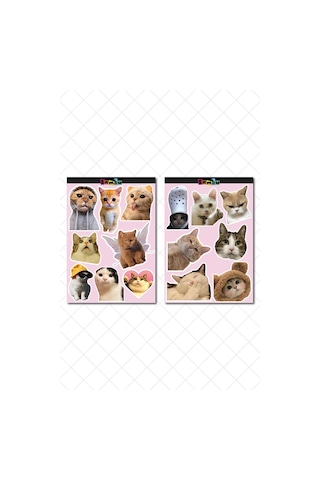 Kedi Temalı Sticker Etiket Seti - Cat Sticker - Laptop Notebook Telefon Diğer