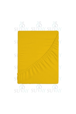 Suvay Penye Lastikli Çarşaf Tek Çift Kişilik Battal Boy %100 Pamuklu Lastikli Penye Çarşaf Sarı