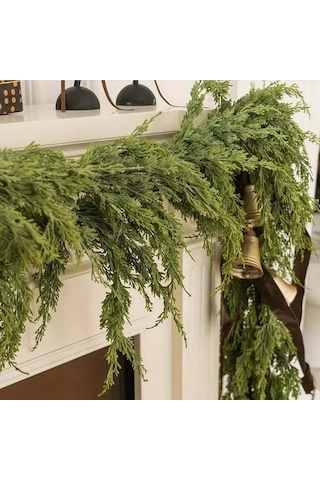 Gajeena Noel Güllemeği 175cm Yeşil Yapay Çam Dalı, Kamin Dekorasyonu, Kışlık Noel Asısı