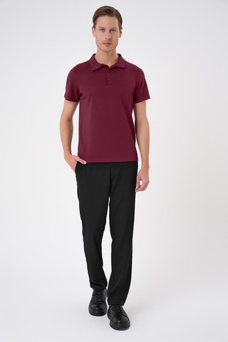 Efor Comfort Fit Polo Yaka Esnek Pamuk Casual Bordo Tişört Ts 886 Bordo