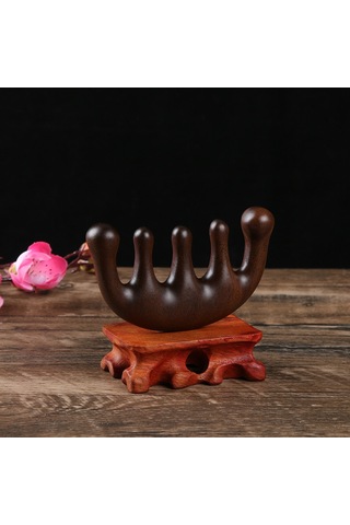 Ximistore9 Altın Sarı Sandal Ağacı Masaj Tarak, Deniz Fokusu Modeli, Beş Dişli, Akupunktur Ve Baş Tedavisi İçin, Dayanıklı Ahşap, Toplu Satış, Stokta Var Diğer