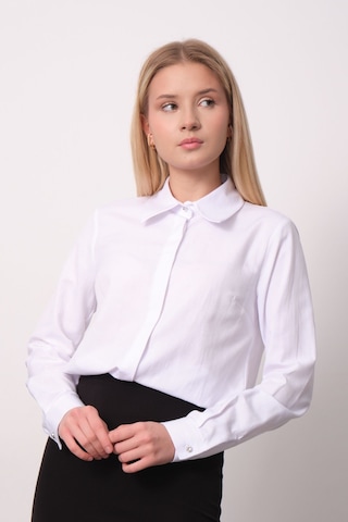 Pera Moda Kadın Slim Fit Pamuklu Ofis Gömleği Beyaz