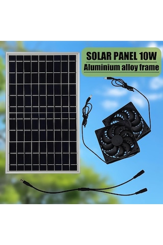 Boatshop1 Güneş Paneli Çift Fan Güneş Enerjili Çift Fan Tavuk Kümesi Sera Kulübe Evcil Hayvan Evi Pencere Havalandırması İçin Dayanıklı