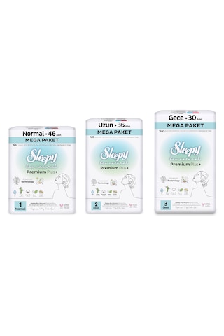 Sleepy Bio Natural Premium Plus Hijyenik Ped Mega Fırsat Paketi 112 Adet