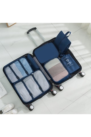 Padalink Mavi Seyahat Organizer Seti 7 Parça - Çanta İçin Giysi Ayırma Çantaları, Kaliteli Malzeme, Kullanımı Kolay