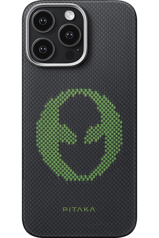 Apple Uyumlu iPhone 16 Pro Max Kılıf Magsafeli Lumintex Teknoloji Fosforlu Aramid Fiber Pitaka Aries Serisi Alien