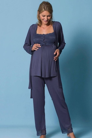 Monamise 18211 Hamile Lohusa Sabahlıklı Pijama Takım - Lacivert