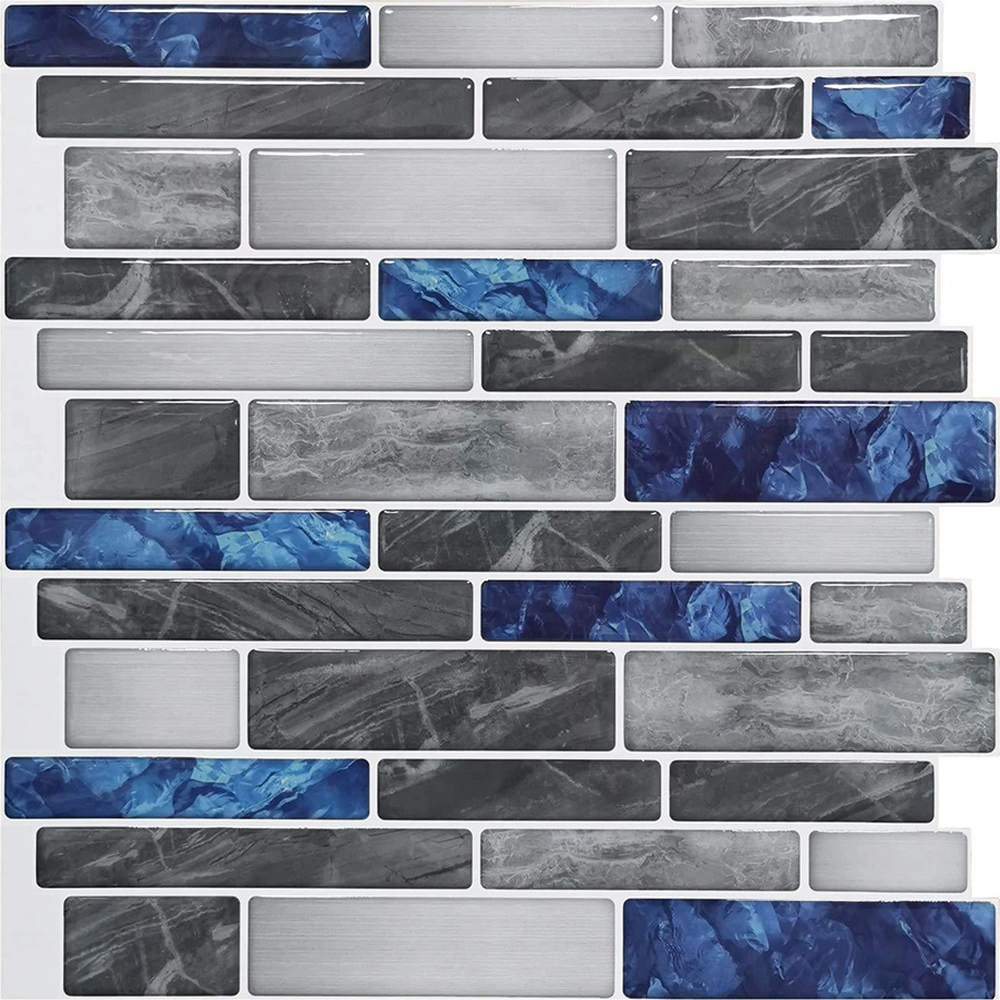 Youmex Küçük Kare Mermer Desenli Pet+pu Duvar Sticker - Su Geçirmez, Lekesiz, Mutfak/banyo Dekorasyonu - Kuzey Avrupa Tarzı Lacivert Kristal Desenli 3d Zemin Kaplama Çok Renkli