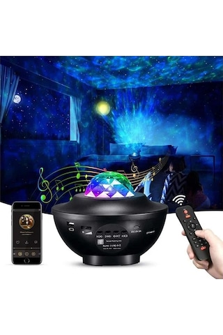 Starry Light Yıldızlı Atmosfer Gökyüzü Efekti Ay Ve Nebula Yansıtma Uzaktan Kumandalı Gece Lambası-379