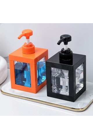 Preslenmiş Losyon Şişeleri Kare Duş Jeli Dağıtım Şişeleri Sabun Duş Jeli Banyo İçin Boş Saklama Şişesi Turuncu