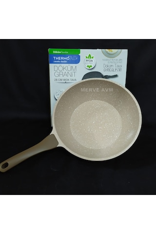 Thermoad Alüminyum Döküm Granit Wok Tava 28 CM Vizon