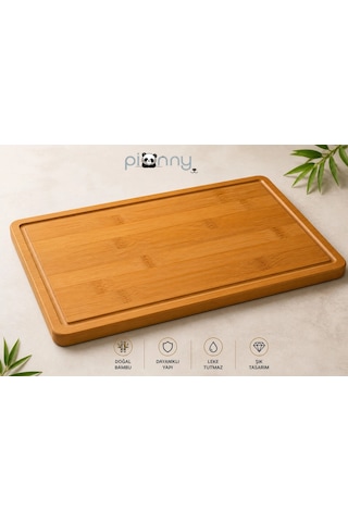 Pionny Bambu Kalın Kesme Tahtası Ve Steak 40x30 Cm Çok Renkli