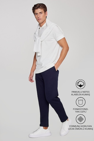 AC&Co / Altınyıldız Classics Erkek Lacı Pamuklu Standart Fit Normal Kesim Beli Lastikli Diagonal Desenli Örme Pantolon Lacı