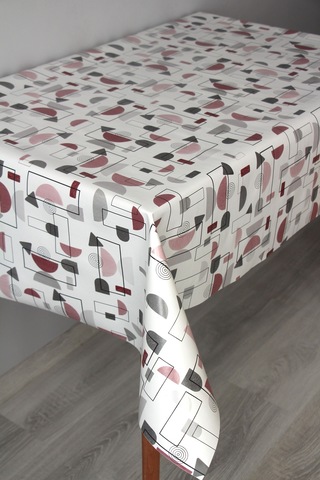 Elyaf Silinebilir Pvc Muşamba Masa Örtüsü 66-mrlgeometrik Pembe