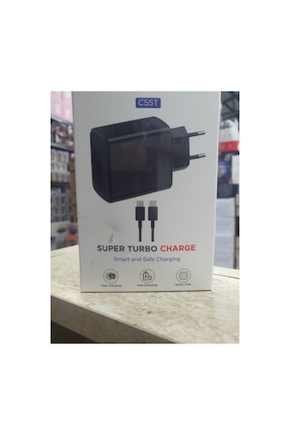 C55t Super Turbo Charge Type C To Type C Kablolu Hızlı Şarj Aleti Süper Fast Charging Smart Chip Safe Charging Type C Adaptör Ve Usb C Şarj Kablosu