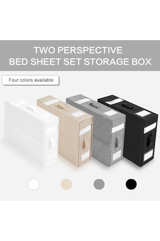 Vkemall Linen Dokulu Çok Amaçlı Katlanabilir Organizer - Yatak Örtüleri, Battaniyeler İçin Poşet Kasa, Zipperli Ve Etiketli, Siyah Tekli Siyah