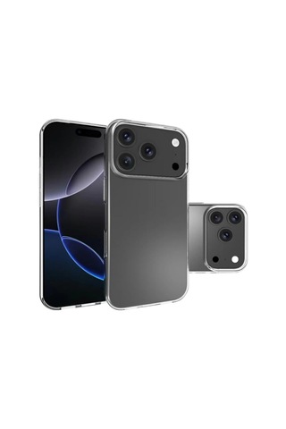Apple Uyumlu iPhone 17 Pro Max Lüx Şeffaf Silikon - Şeffaf