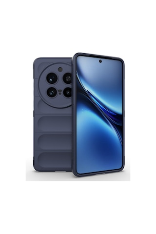 Vivo X200 Pro Kılıf Esnek Tpu Oyuklu Arka Yüzey Tasarımlı Zore Etnik Silikon Kapak Lacivert